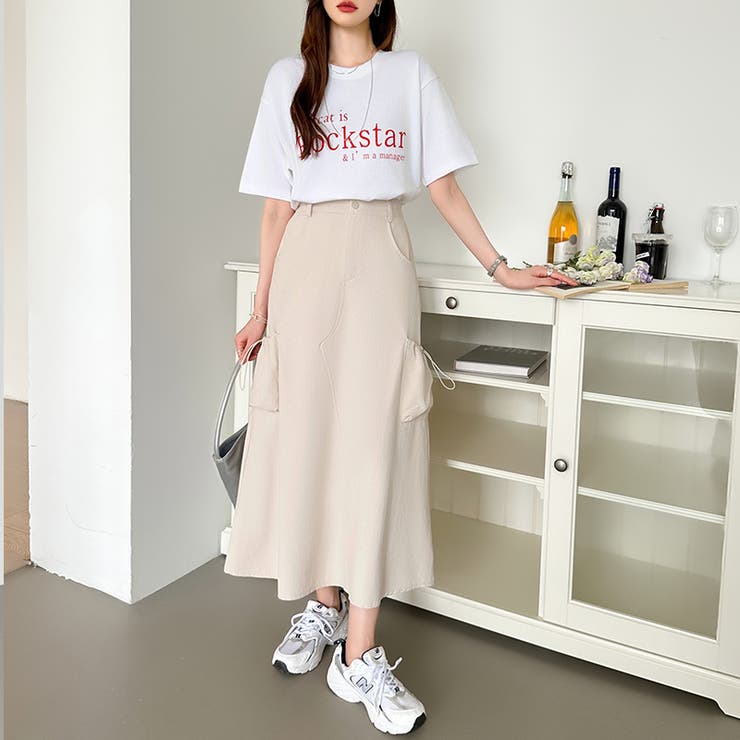 カーゴスカート ロングスカート ドロストポケット付き | COCOMOMO | 詳細画像13 