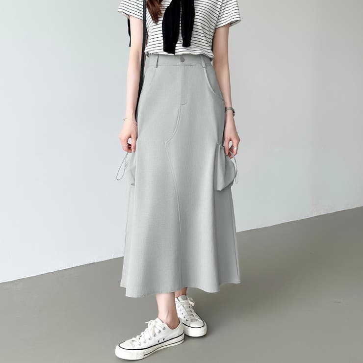 カーゴスカート ロングスカート ドロストポケット付き | COCOMOMO | 詳細画像2 