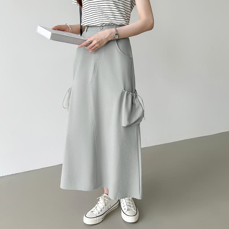 カーゴスカート ロングスカート ドロストポケット付き | COCOMOMO | 詳細画像3 