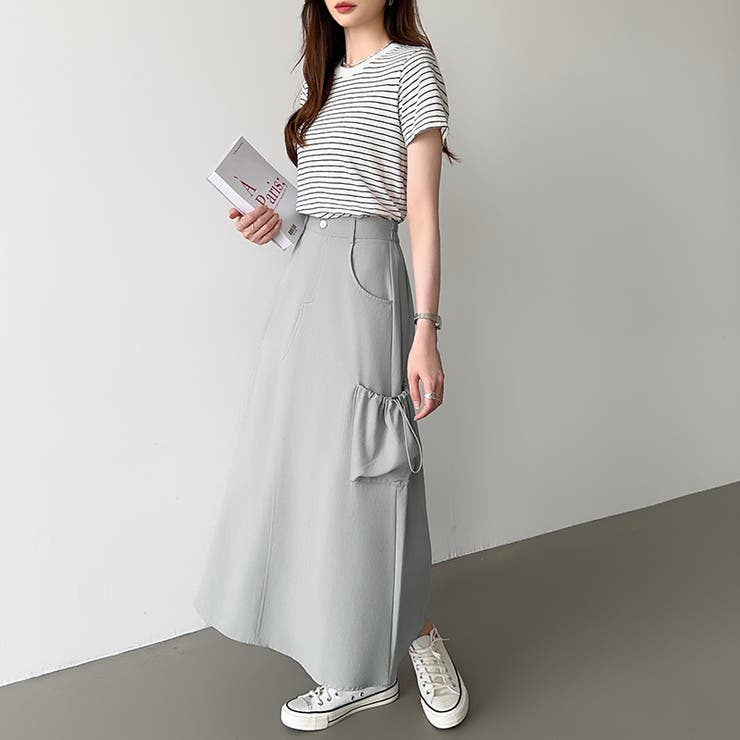 カーゴスカート ロングスカート ドロストポケット付き | COCOMOMO | 詳細画像4 