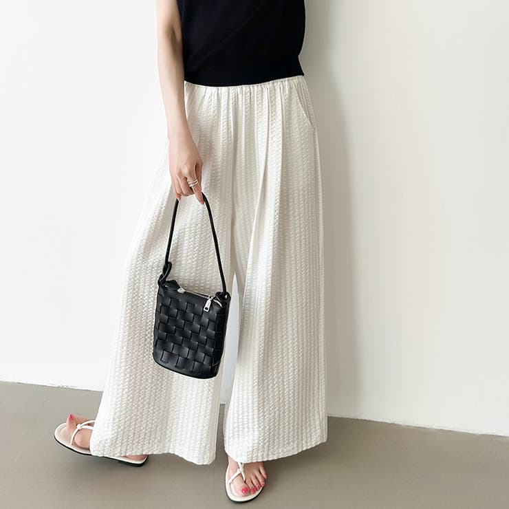 さらっと快適リラクシーワイドパンツ ストライプパンツ ワイドパンツ | COCOMOMO | 詳細画像12 