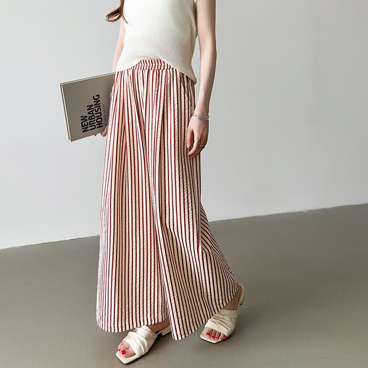さらっと快適リラクシーワイドパンツ ストライプパンツ ワイドパンツ | COCOMOMO | 詳細画像20 