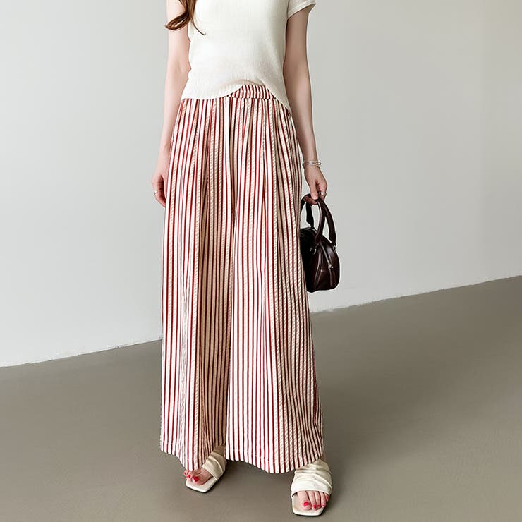 さらっと快適リラクシーワイドパンツ ストライプパンツ ワイドパンツ | COCOMOMO | 詳細画像21 