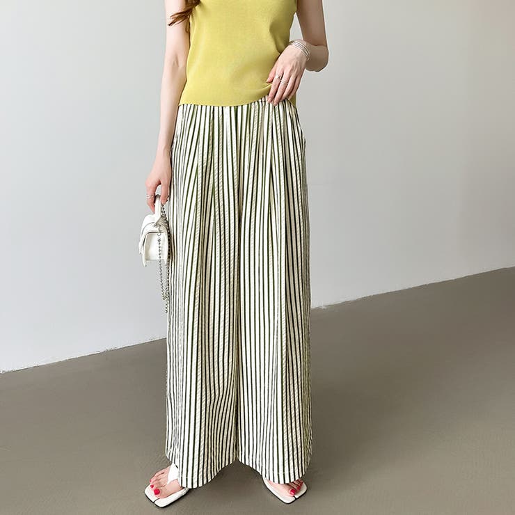 日本未入荷 KUOSE★ストライプコットンワイドパンツ trim_fce_item662f02a4d4c47.jpg