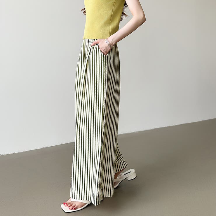 さらっと快適リラクシーワイドパンツ ストライプパンツ ワイドパンツ | COCOMOMO | 詳細画像30 