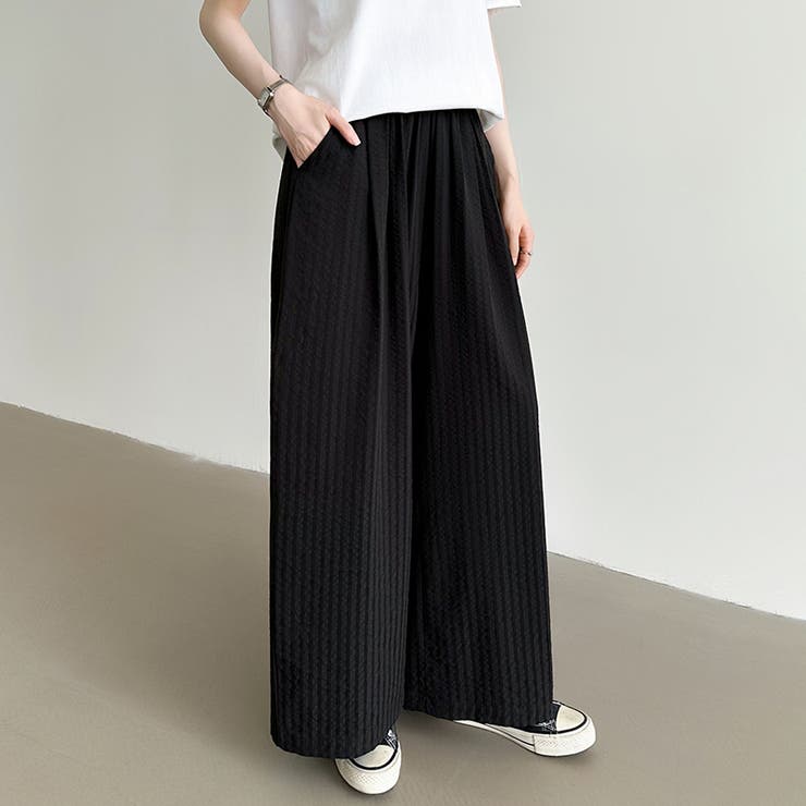 さらっと快適リラクシーワイドパンツ ストライプパンツ ワイドパンツ | COCOMOMO | 詳細画像50 