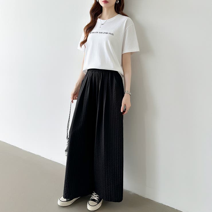 さらっと快適リラクシーワイドパンツ ストライプパンツ ワイドパンツ | COCOMOMO | 詳細画像51 