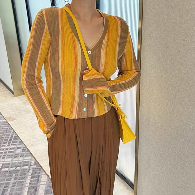 vネックカーディガン リブニット 韓国ファッション | COCOMOMO | 詳細画像3 