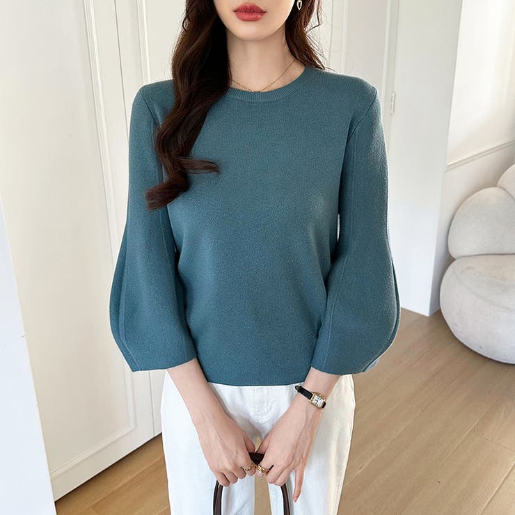 ニットトップス 立体フォルム オフィスカジュアル | COCOMOMO | 詳細画像44 