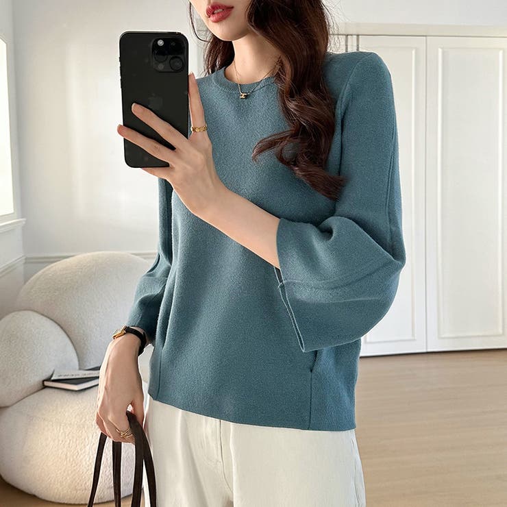 ニットトップス 立体フォルム オフィスカジュアル | COCOMOMO | 詳細画像42 