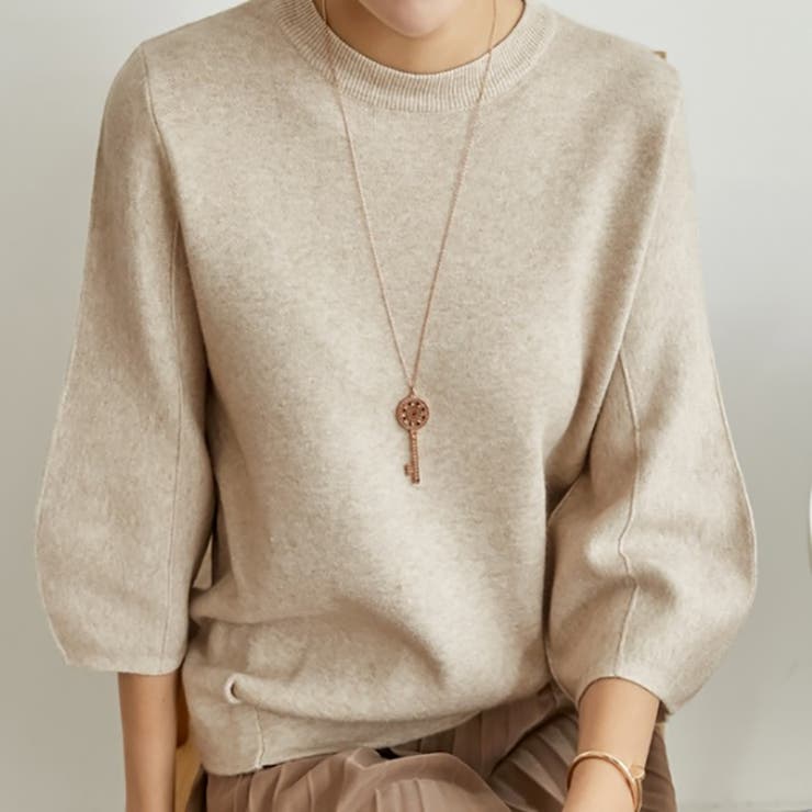 ニットトップス 立体フォルム オフィスカジュアル | COCOMOMO | 詳細画像12 