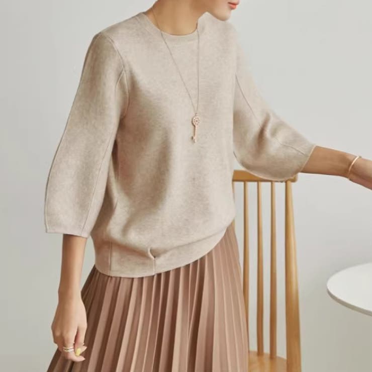 ニットトップス 立体フォルム オフィスカジュアル | COCOMOMO | 詳細画像14 