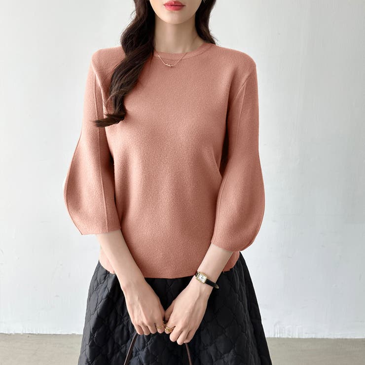 ニットトップス 立体フォルム オフィスカジュアル | COCOMOMO | 詳細画像59 