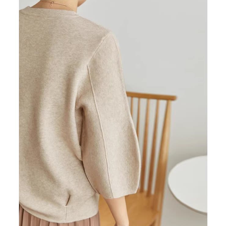 ニットトップス 立体フォルム オフィスカジュアル | COCOMOMO | 詳細画像15 