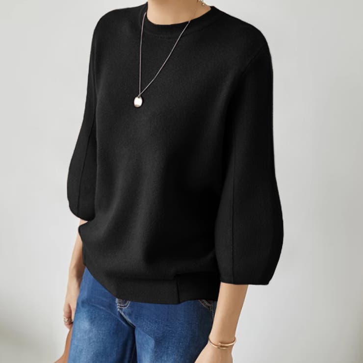 ニットトップス 立体フォルム オフィスカジュアル | COCOMOMO | 詳細画像18 