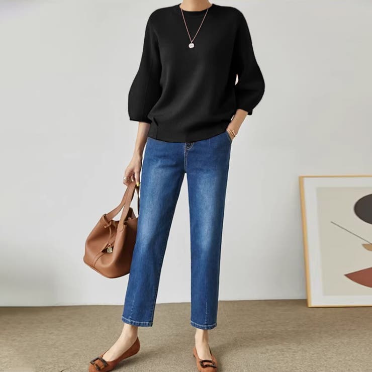 ニットトップス 立体フォルム オフィスカジュアル | COCOMOMO | 詳細画像19 