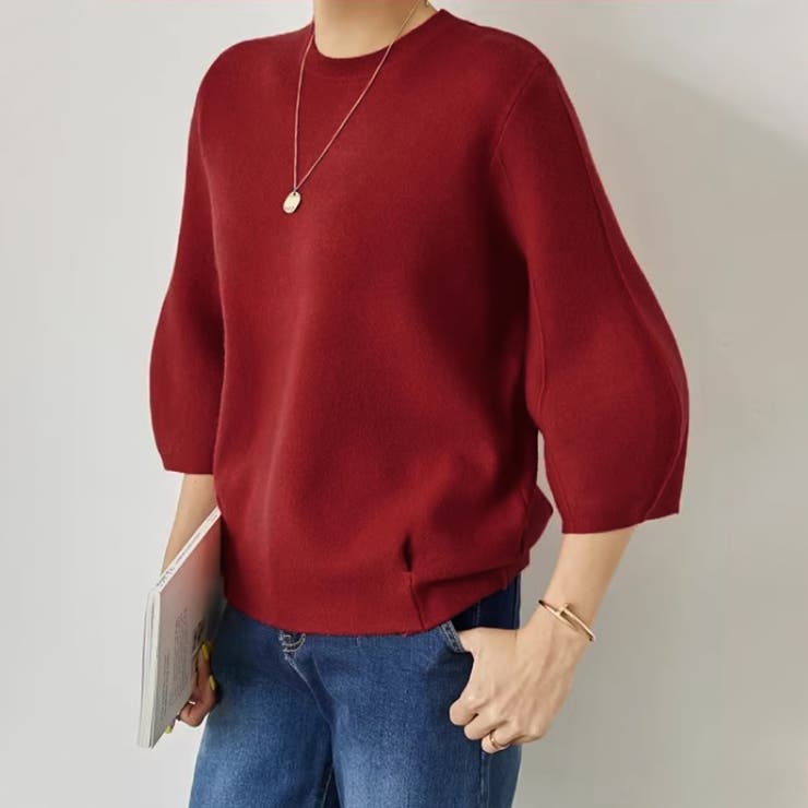 ニットトップス 立体フォルム オフィスカジュアル | COCOMOMO | 詳細画像3 