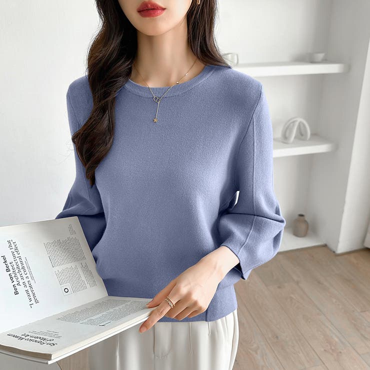 ニットトップス 立体フォルム オフィスカジュアル | COCOMOMO | 詳細画像25 