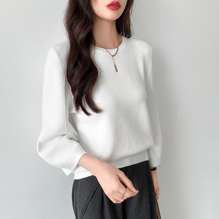 ニットトップス 立体フォルム オフィスカジュアル | COCOMOMO | 詳細画像27 