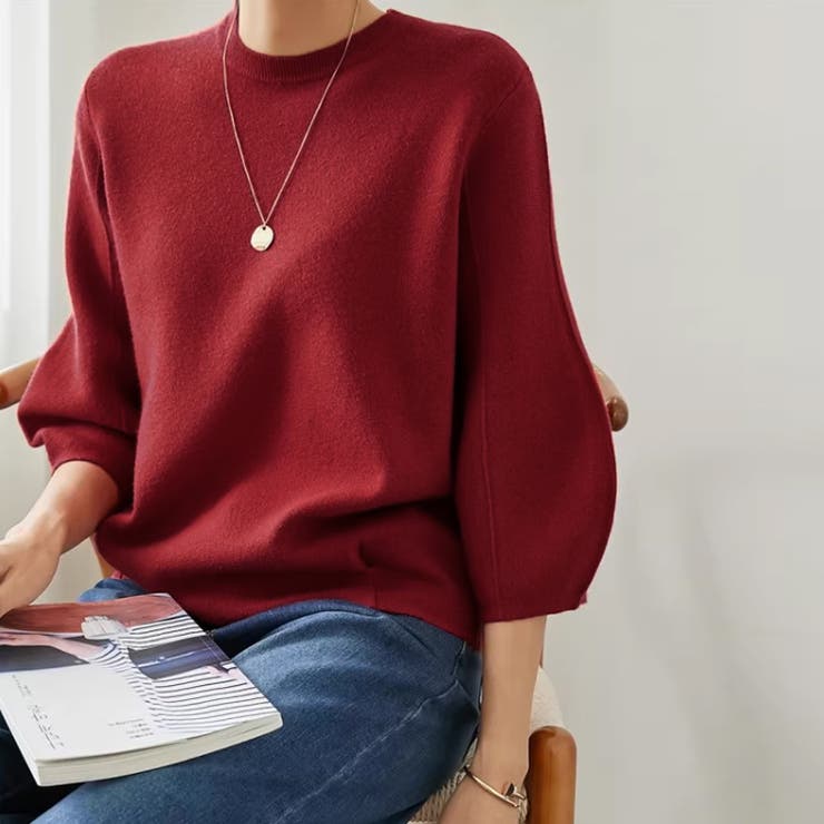 ニットトップス 立体フォルム オフィスカジュアル | COCOMOMO | 詳細画像4 