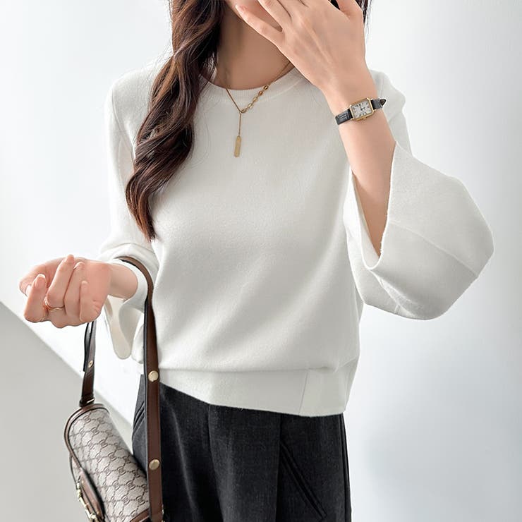 ニットトップス 立体フォルム オフィスカジュアル | COCOMOMO | 詳細画像28 