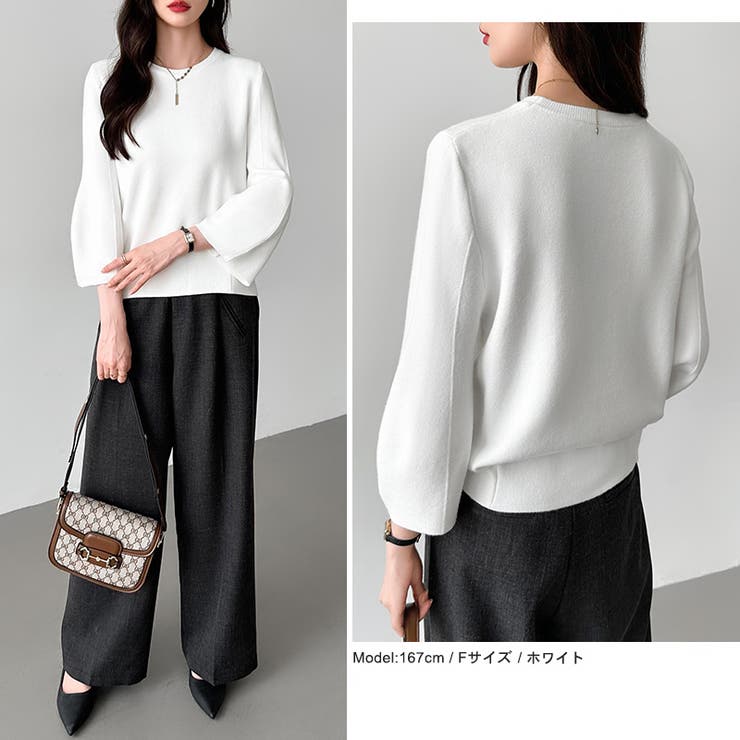 ニットトップス 立体フォルム オフィスカジュアル | COCOMOMO | 詳細画像29 