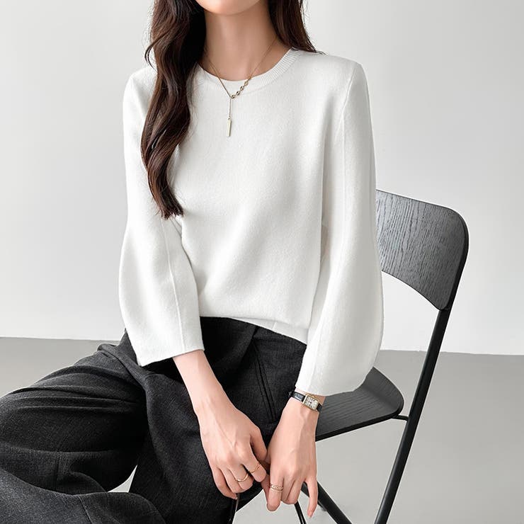 ニットトップス 立体フォルム オフィスカジュアル | COCOMOMO | 詳細画像30 