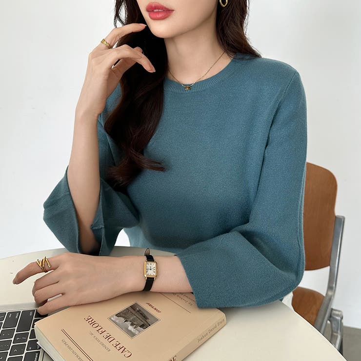 ニットトップス 立体フォルム オフィスカジュアル | COCOMOMO | 詳細画像43 