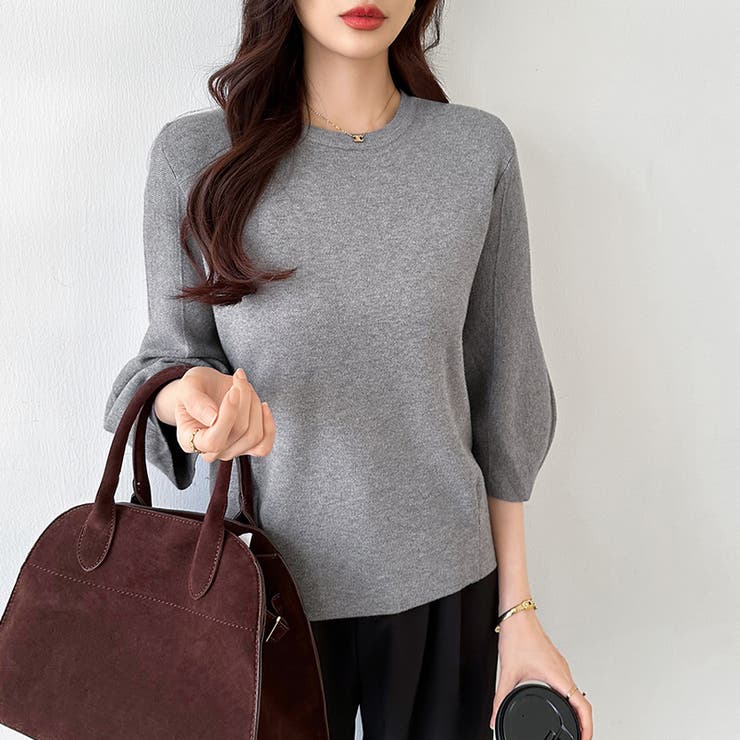 ニットトップス 立体フォルム オフィスカジュアル | COCOMOMO | 詳細画像46 