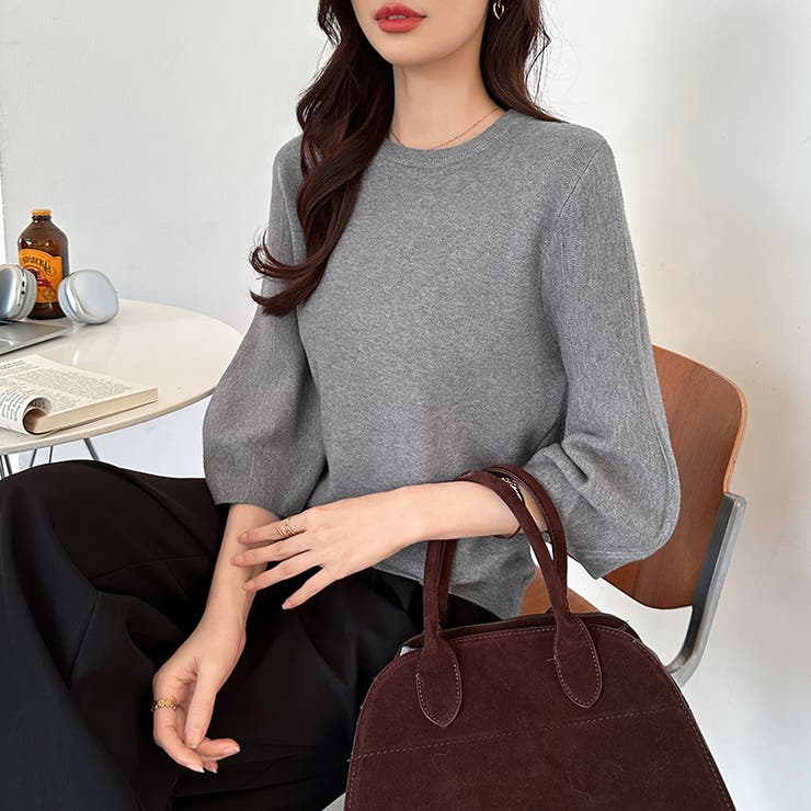 ニットトップス 立体フォルム オフィスカジュアル | COCOMOMO | 詳細画像47 