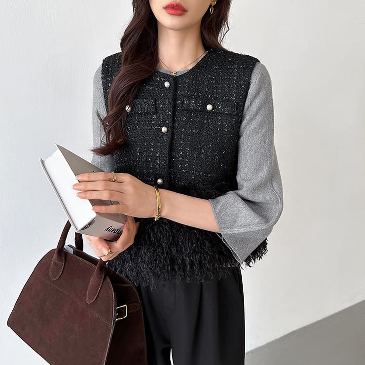 ニットトップス 立体フォルム オフィスカジュアル | COCOMOMO | 詳細画像50 