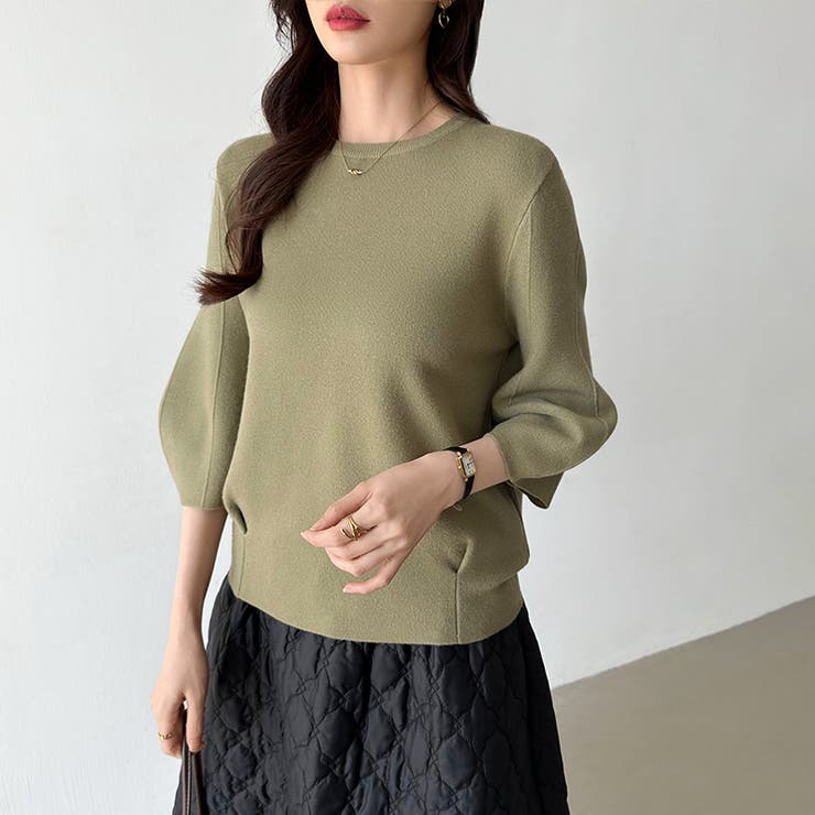 ニットトップス 立体フォルム オフィスカジュアル | COCOMOMO | 詳細画像51 