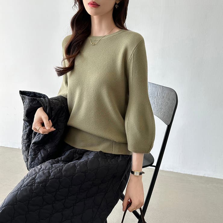 ニットトップス 立体フォルム オフィスカジュアル | COCOMOMO | 詳細画像52 