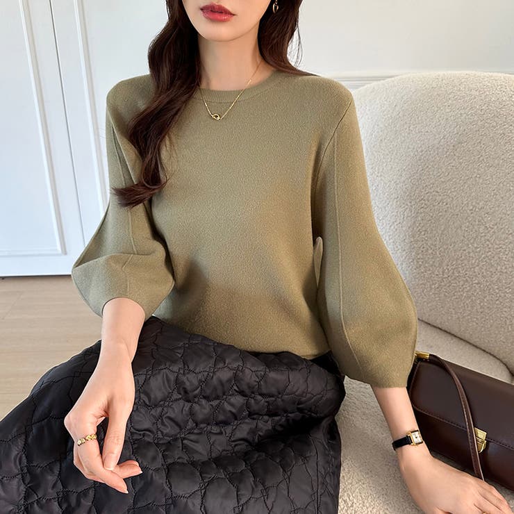 ニットトップス 立体フォルム オフィスカジュアル | COCOMOMO | 詳細画像56 