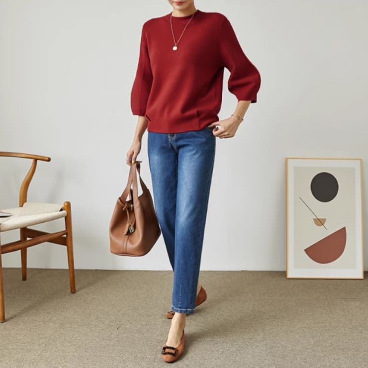 ニットトップス 立体フォルム オフィスカジュアル | COCOMOMO | 詳細画像9 