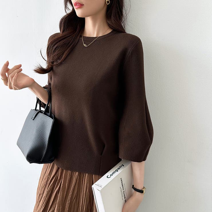 ニットトップス 立体フォルム オフィスカジュアル | COCOMOMO | 詳細画像32 