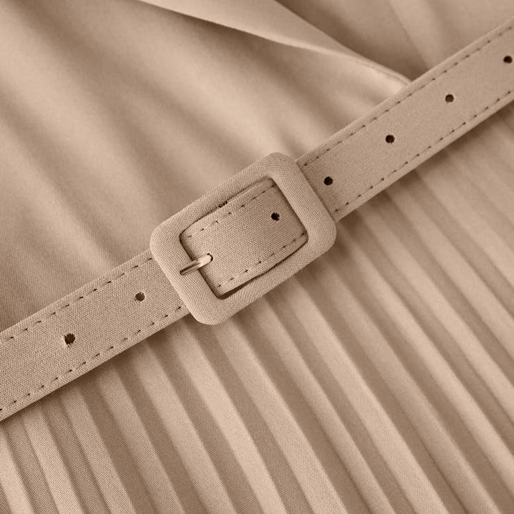 プリーツワンピース ベルト付きカシュクールワンピース オフィスカジュアル | COCOMOMO | 詳細画像22 