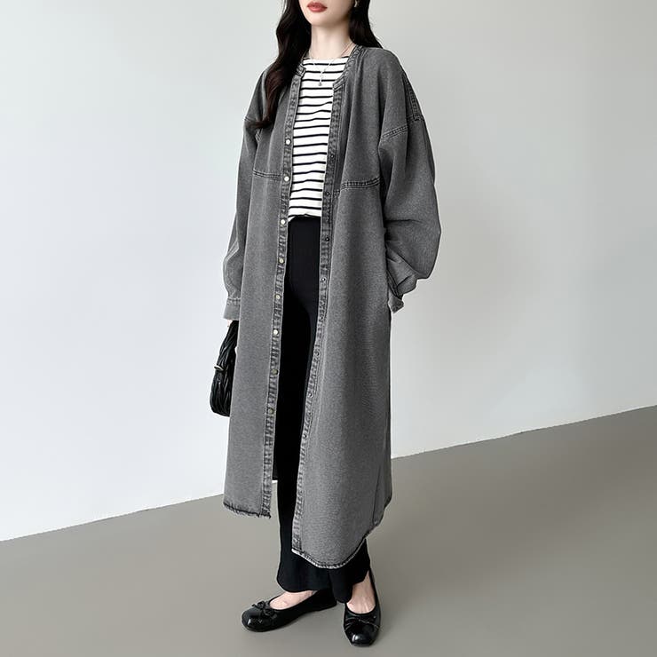 デニムワンピース デニムシャツワンピース ロングワンピース[品番