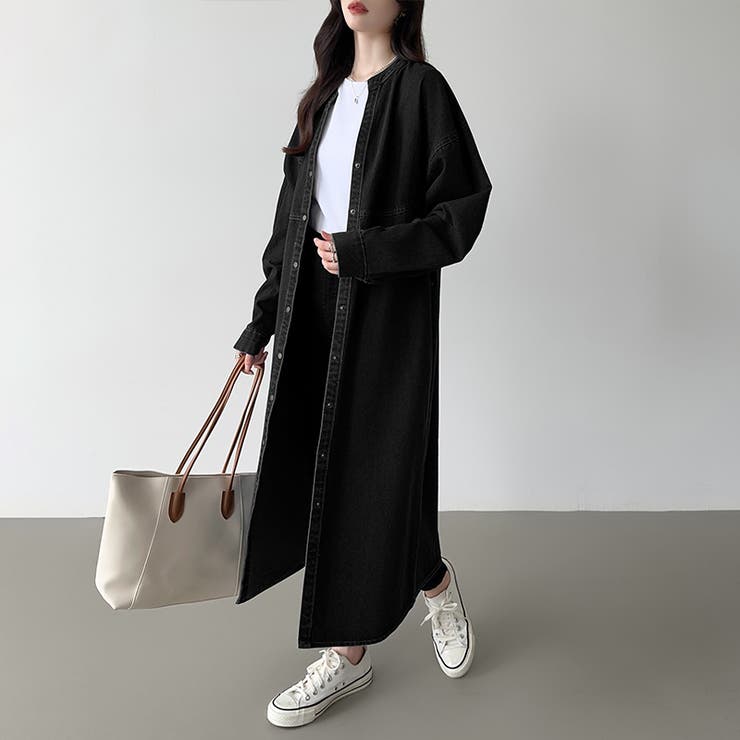 デニムワンピース デニムシャツワンピース ロングワンピース[品番