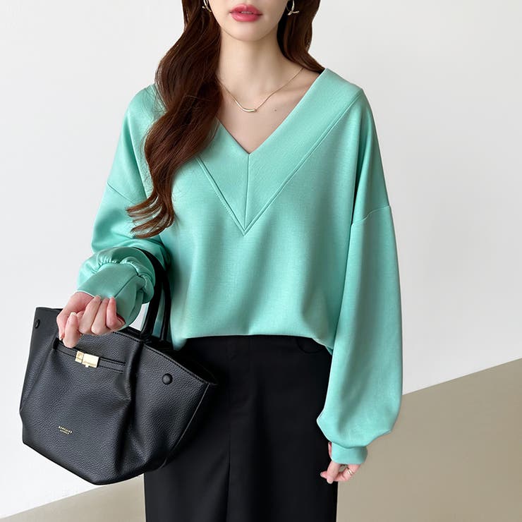 ダンボールトレーナー Vネックトップス オーバーサイズ | COCOMOMO | 詳細画像52 