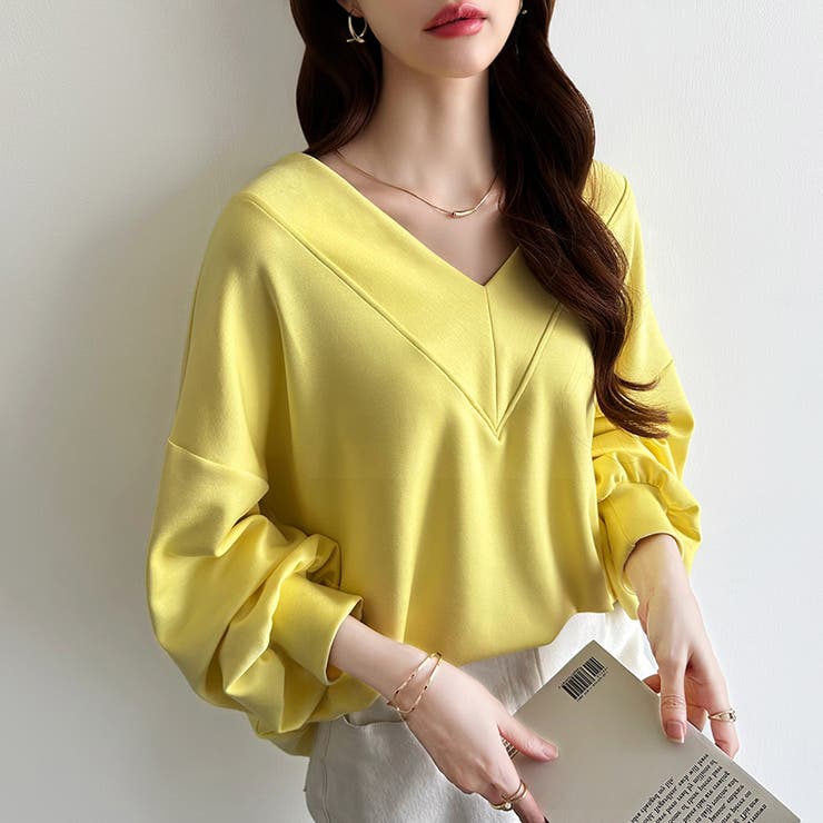 ダンボールトレーナー Vネックトップス オーバーサイズ | COCOMOMO | 詳細画像57 