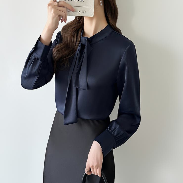 ボウタイブラウス きれいめブラウス オフィスカジュアル | COCOMOMO | 詳細画像43 