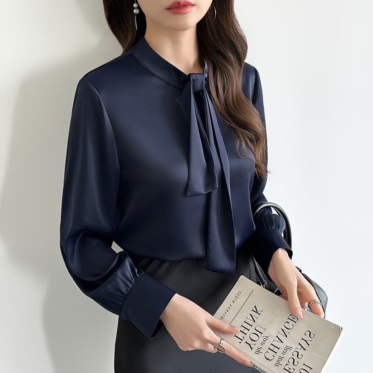 ボウタイブラウス きれいめブラウス オフィスカジュアル | COCOMOMO | 詳細画像44 