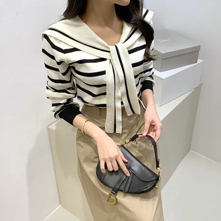 セーラーカラー ボーダーニット 韓国ファッション | COCOMOMO | 詳細画像5 