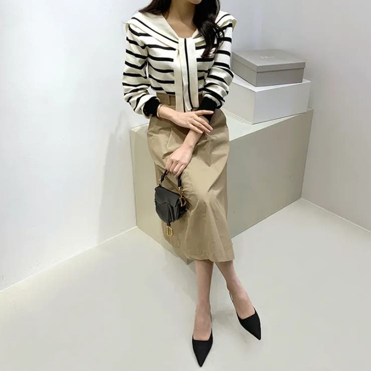 セーラーカラー ボーダーニット 韓国ファッション | COCOMOMO | 詳細画像9 