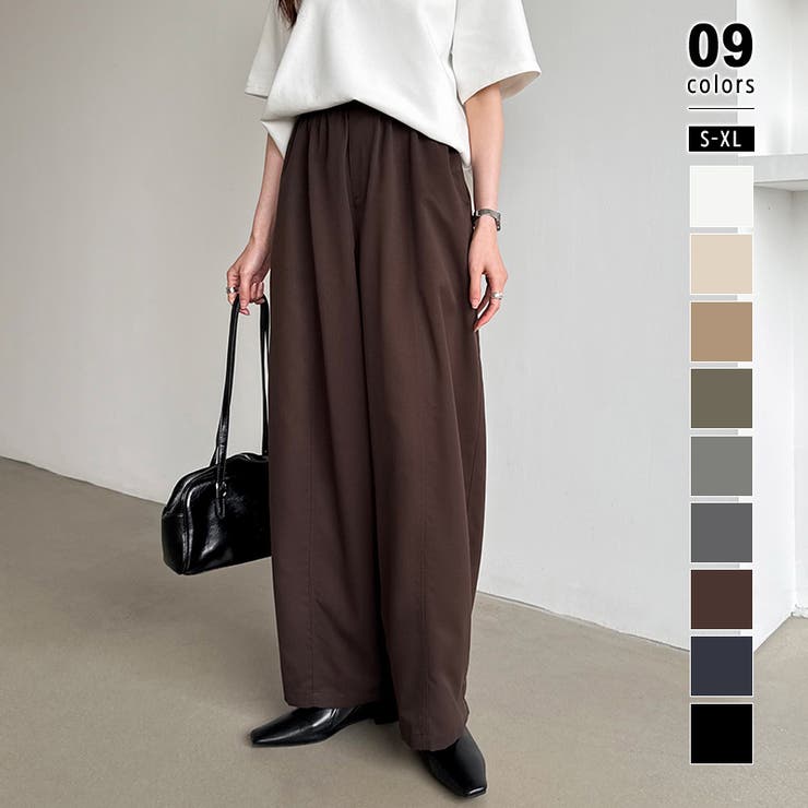 バレル レッグ パンツ ロング フレア ワイド ステッチ 韓国 バレルレッグパンツ ワイドパンツ きれいめイージーパンツ[品番