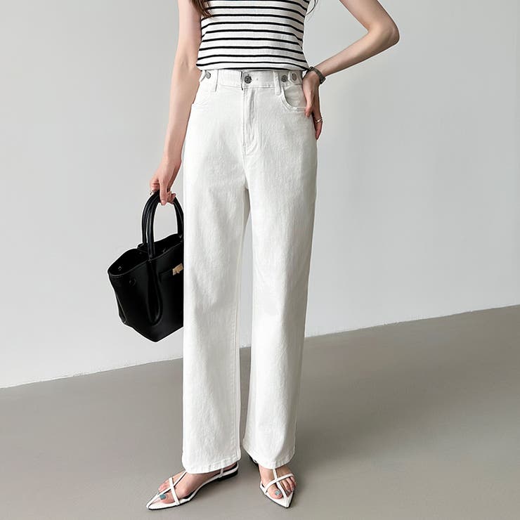 新色登場！楽革命デニム 疲れないストレッチデニム ウエスト調整ボタン付き | COCOMOMO | 詳細画像46 