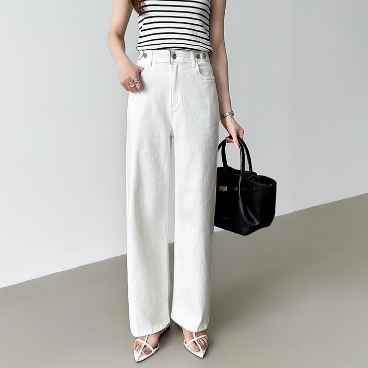 新色登場！楽革命デニム 疲れないストレッチデニム ウエスト調整ボタン付き | COCOMOMO | 詳細画像50 