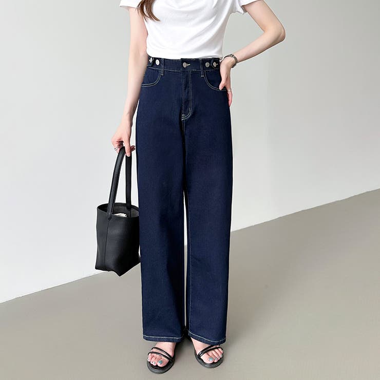 新色登場！楽革命デニム 疲れないストレッチデニム ウエスト調整ボタン付き | COCOMOMO | 詳細画像73 