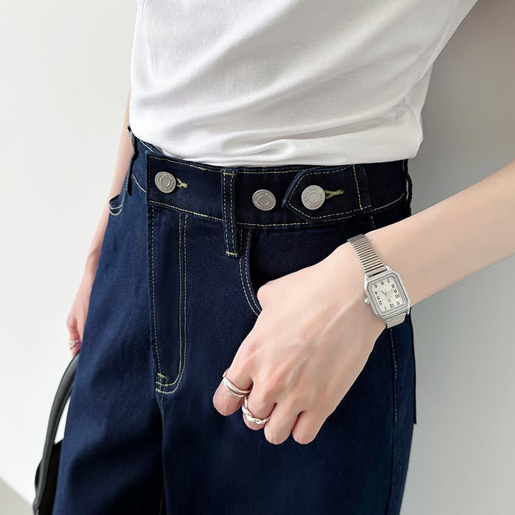 新色登場！楽革命デニム 疲れないストレッチデニム ウエスト調整ボタン付き | COCOMOMO | 詳細画像76 